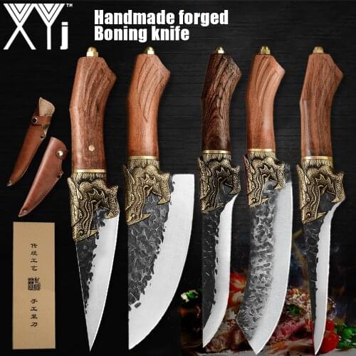 XYj Chinese Slicer Chef Knife 6'' 7'' 5'' 6.5'' INCH High Carbon 7cr17 Leather Cover Slicing Utility Longquan Dragon Handle