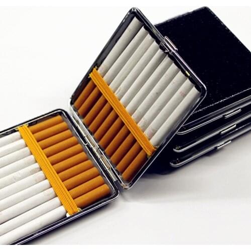 Leather Metal Tobacco 20 Cigarette Case Brown Leather Case Holder Cigarette Accessory Storage Box Suitable As A Gift