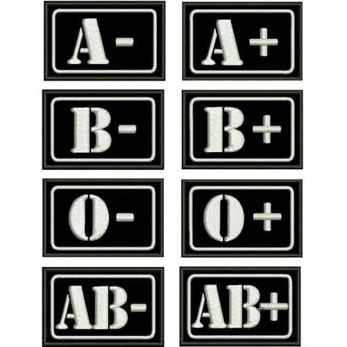 BLOOD A+ A- AB+ O+ iron on hook backing embroidered TACTICAL SAMURAI patches for vest jeans uniform