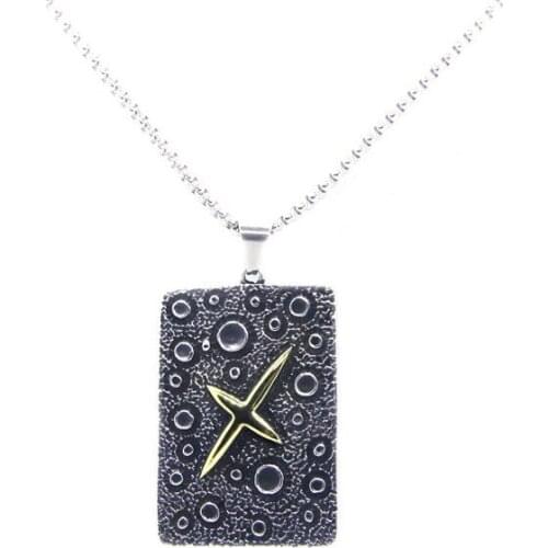Cool Golden Cross Pendant 316L Stainless Steel Cool Fashion Cool Space Hole Pendant Necklace