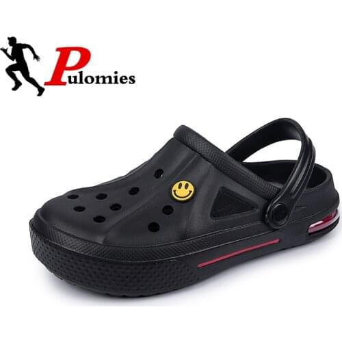 PULOMIES Summer Men Slippers Sandals Massage Clogs Outdoor Garden Shoes Men Pool Sandals Bathroom Slides Mules Beach Slippers
