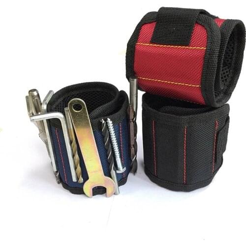 ZK30 Magnetic Wristband Portable Tool Bag with 3/5 Magnet Wrist Tool Belt Screws Nails Drill Bits Bracelet for Repair Tool