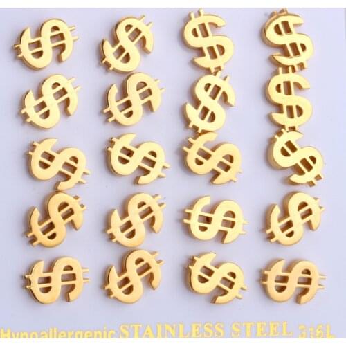LUXUKISSKIDS 10 Pairs/lot Dollar Flower Cute Small Stud Earring For Women Men Girl Baby Earring Sets-EA111301G/104401G