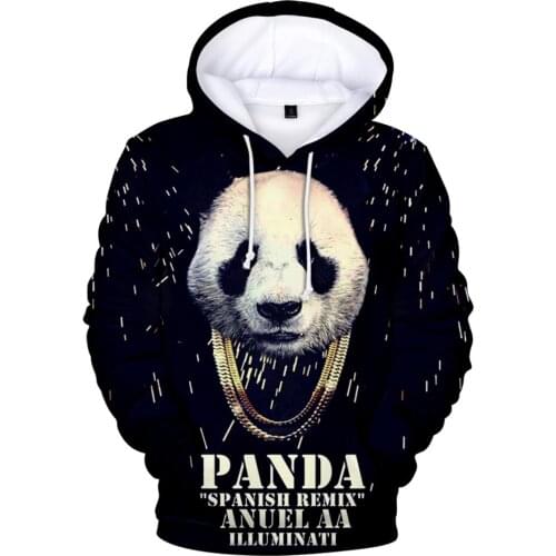 Fashion 3D Anuel Aa Hoodies Men Women Sweatshirts Hot Autumn Harajuku Hoodie Casual Boys Girls 3D Print Panda Pullovers