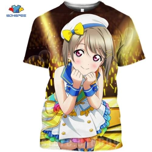 Japanese Anime Love Live Cosplay Shirt 3D Print Guitar Mens T-shirts Idol Girl Tshirts 3D Sunshine T-shirt Harajuku Women Shirt