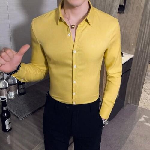 British-style Spring Long Sleeve Mens Shirt 2021 Simple Fine Casual Club/Party/Smoking Dress 3XL