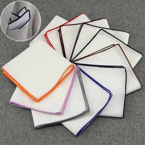 Mens 100% Cotton Pocket Square White Solid Handkerchief Chest Towel Prom Holiday Party Suit Hankies Charms