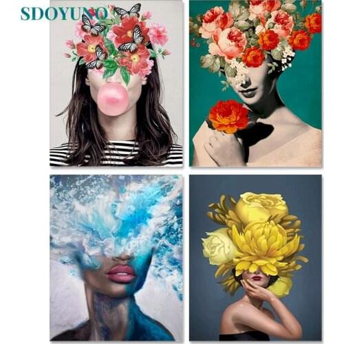 SDOYUNO Painting By Numbers Figure 60x75cm Painting For Paint By Numbers On Canvas Women DIY Frameless Home Decor Wall Art