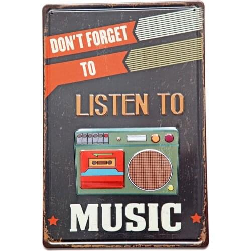 Don't Forget to Listen to Music, Metal Rustic Vintage Tin Sign Wall Decor Art 8X12 Inches(20x30cm)