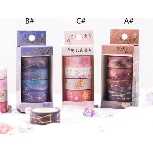 Starry Sky Cherry Blossoms Washi Tape Adhesive Tape DIY Scrapbooking Sticker R7RC
