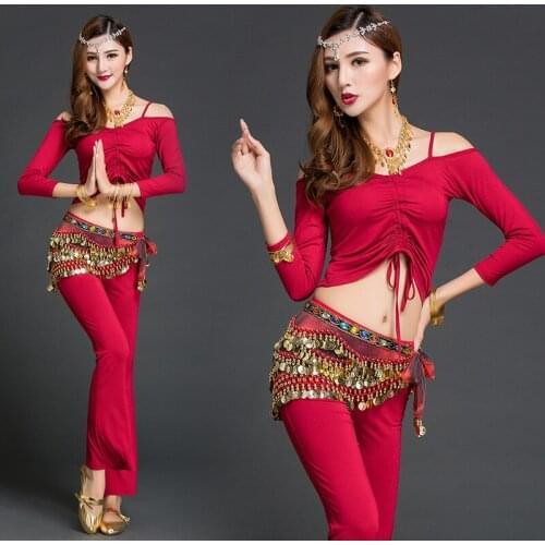 2019 New Female Indian Belly Dance Practice Practice Performance Costume Modal Long Sleeve Women Dancing Competition Suit H4546