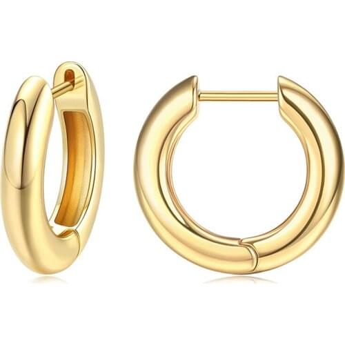 2021 New Gold Ring Earrings 18K Copper Electroplating Genuine Gold Thick Hoop Hypoallergenic Party Earrings Can Be Wholesale