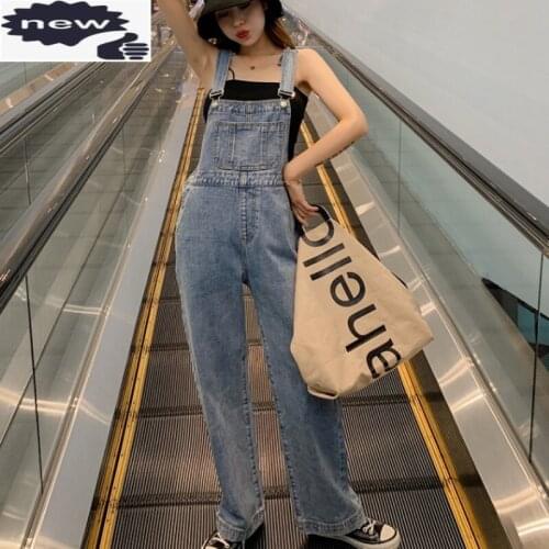 New Fashion Women Denim Jumpsuit Ladies Summer Loose Jeans Rompers Female Casual Plus Size Long Straight Overall Playsuit Pocket