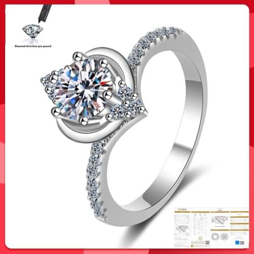 Original Moissanite Ring 100% S925 Sterling Silver Wedding Anniversary 0.8CT D Color VVS1 Luxury Ring