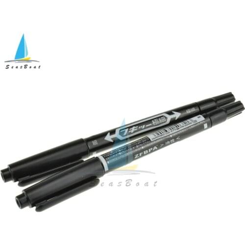 2pcs/lot Twin Tip Permanent Marker Pen Fine Point Waterproof Ink Thin Nib Crude Nib Black Ink 0.5mm-2mm