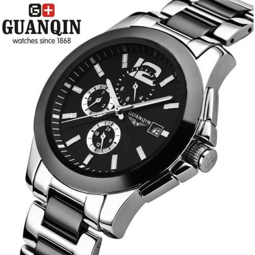 Luxury Brand Ceramic GUANQIN Men Watch Hardlex Stainless Steel Men Watch GUANQIN Mechanical Watch Male Wristwatches for Men