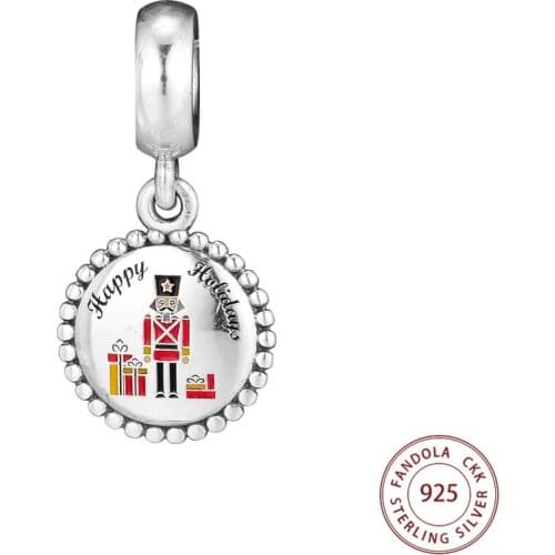Nutcracker Dangle Charms 925 Sterling Silver Mixed Enamel Pendant Beads for Jewelry Making Fits Original Brand Bracelets