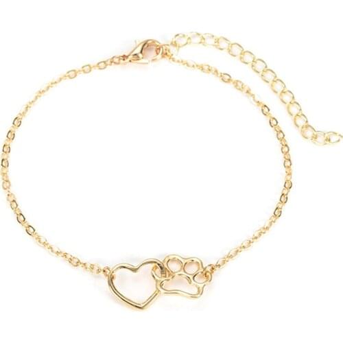 Shellhard Cute Love Heart Hollow Footprint Bracelet Bangle For Women Girl Charms Jewelry Birthday Gift pulseira feminina