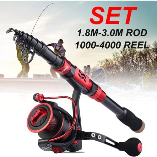 Sougayilang 1.8-3.0m Telescopic Fishing Combo Portable Ultralight Rod and 5.2:1 Gear Ratio Fishing Reel Fishing Combo Sea Pesca