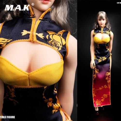 In Stock TYM062 1/6 Scale Female Figure Fantasy Gold Bottle Brocade Cheongsam Golden Underwear Clothes Model for 12''Body