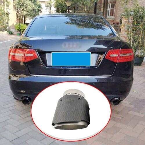 High Grade Carbon Fiber+Stainless Steel Tail Exhaust Pipe Straight Muffler Edge End Tips Fit For Audi A6 2006-2016