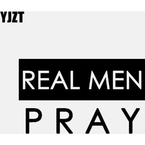 YJZT 13.6CM*8.2CM REAL MEN PRAY Jesus Christian Vinyl Decal Car Sticker Black/Silver C3-1439