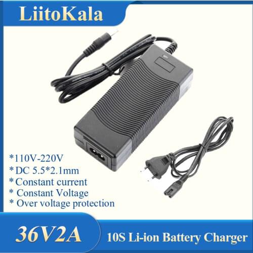 LiitoKala 10S 36V2A charger 42V 2A Charger 100-240V Input Lithium Li-ion Charger For 36V Electric Bike and wo-wheel Vehicle