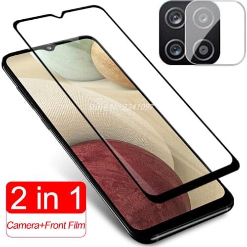 2in1 Protective Glass Case for Samsung Galaxy A12 Screen Protector Camera Lens Film on For Samsung A12 6.5" Premium Safety Glass