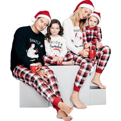 Christmas Family Pajamas Father Mother Daughter Son Clothes Matching Outfit Lattice Xmas Sleepwear Pjs Set Baby Romper