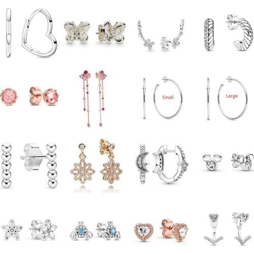 NEW 2021 100% 925 Sterling SilverButterfly Gem Flower Earring Women Fit DIY Original Bracelet Fshion Jewelry Gift