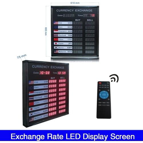 1.2'' Inch Digital module composition Bank Finance LED Screen Currency Display Board Display Size 610 x 800 x 75mm