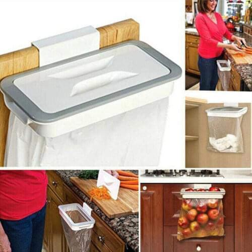 1Pc Cupboard Door Back Trash Rack Storage Garbage Bag Holder Hanging Kitchen Cabinet 24x11.5x5.5CM