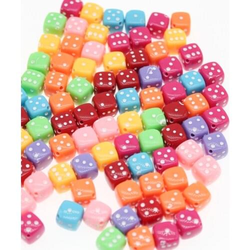 CHONGAI 100Pcs Mixed Color Acrylic Dice Spacer Beads For Jewelry Making DIY 9x9mm