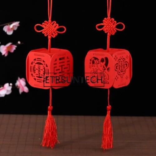 100pcs Red Wood Candy Gift Box Chinese Double Happiness Wedding Favor Boxes Party Decoration With Tassels