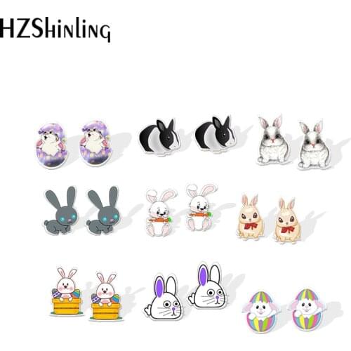 2020 New Easter Bunny Stud Earring Cute Rabbit Acrylic Earring Earrings Lovely Handmade Epoxy Jewelry