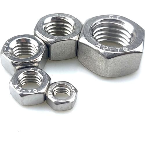 50/20/10pcs M3 M5 DIN 934 Hex Nut 304 Stainless Steel Nuts Hexagon Nut M2 M2.5 M4 M6 M8 M10 Screw Cap Lock Bolt Metric thread