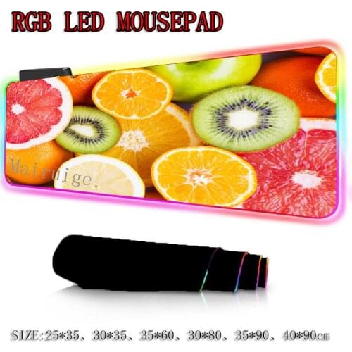 Mairuige Multi Fruit Picture Large RGB Gaming Mouse Pad Black Lock-edge Anime Custom Computer Desk Mat Non-slip Lol Csgo Gamer