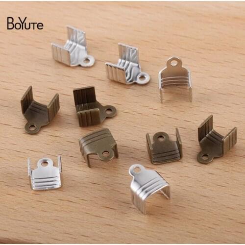 BoYuTe (100 Pieces/Lot) Fit 5MM Flat Leather Rope Connector Clips Handmade Diy Metal Brass Jewelry Accessories Materials