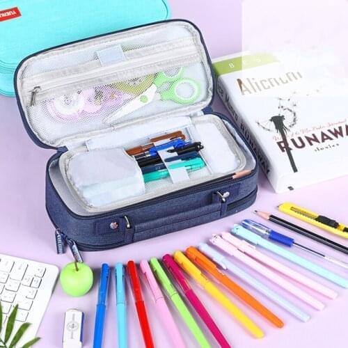 Pencil Cases Big Canvas Pencil Case School Supplies Trousse Scolaire Pen Three Layers Korean Stationery Portable Box pencilcase