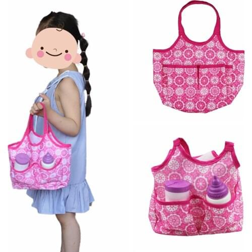 Baby Bottle Diaper Outgoing Carrier Bag for 43cm Newborn Dolls & 18 inch AG Generation Doll Gift for Girls Doll Accessories