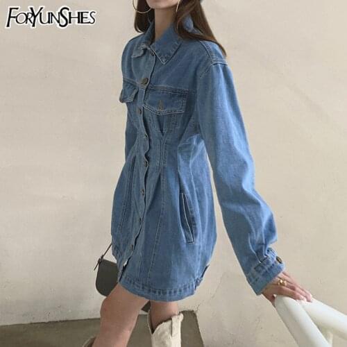 Модные джинсовые платья FORYUNSHES China At AliExpress