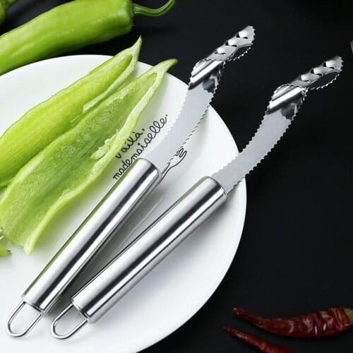 Stainless Steel Pepper Corer Tool Serrated Edge Coring Tool Serrated Seed Remover Core Deseeder Kitchen Vegetable Tool X