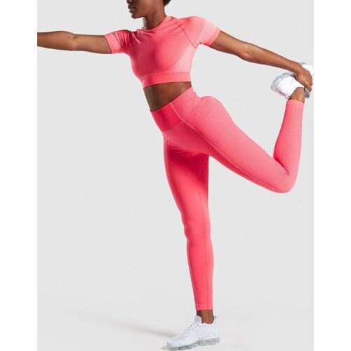 2pcs ultra seamless yoga set for women workout gym crop top high waist seamless leggings fitness gym clothing sports suit