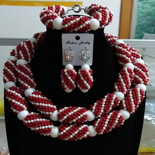 Wedding & Engagement Jewelry Set Wine and White Turkish Necklace Set Nigeria Set Jewelry Free Shipping Womens Jewellery 2018 New