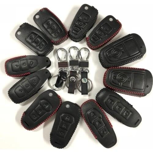Leather Car key Case Cover For Ford Mondeo Fiesta Focus Titanium Fiesta C S B-MAX Ecosport Kuga Escape Edge Ranger Galaxy Fusion