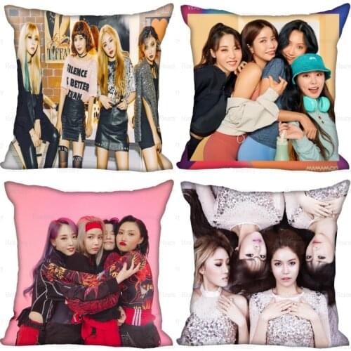 KPOP Girl MAMAMOO Pillow Cover Bedroom Home Office Decorative Pillowcase Square Zipper Pillow Cases Satin Fabric 0512