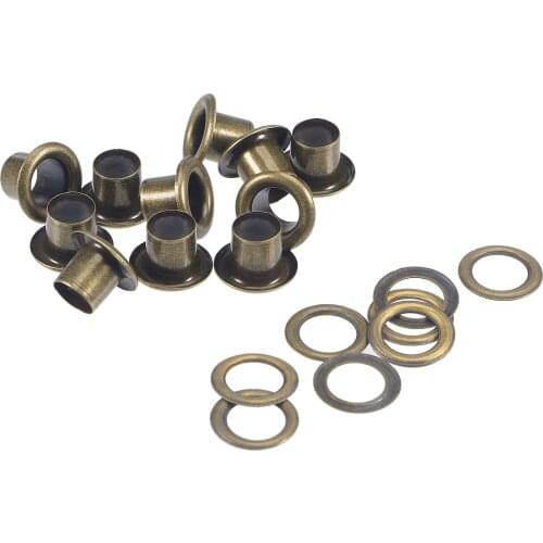 Uxcell Grommets Eyelets with Washers Kit, 10.5 x 6 x 7mm Alloy Grommet for DIY or Craft Projects Bronze Tone 200 Set