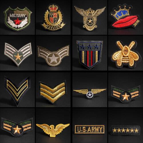 Small Repair Badge Patch Gold Embroidered Military Patches For Clothing Iron On For Close Shoes Bags Badges Embroidery DIY Decor