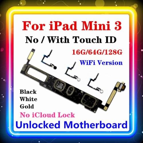 For IPad Mini 3 Motherboard No No / With Touch ID 16G 64G 128G WIFI/WLAN Version Logic Board Update