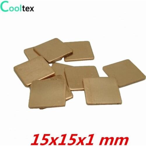 20pcs/lot 15x15x1 mm DIY Copper Heatsink Shim Thermal Pad Heat Sink Sheet For Laptop GPU CPU VGA Chip RAM cooler cooling